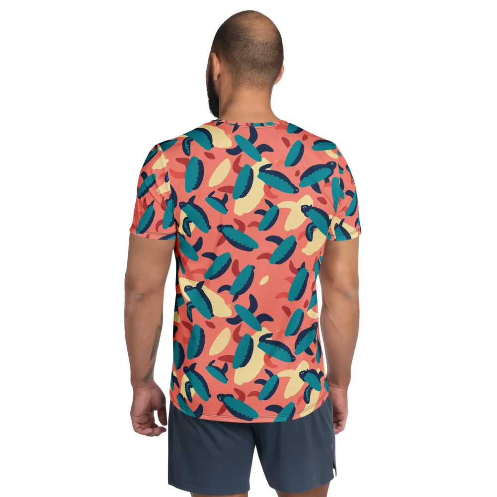 Turquoise Tides on Men's Athletic T-Shirt — Back