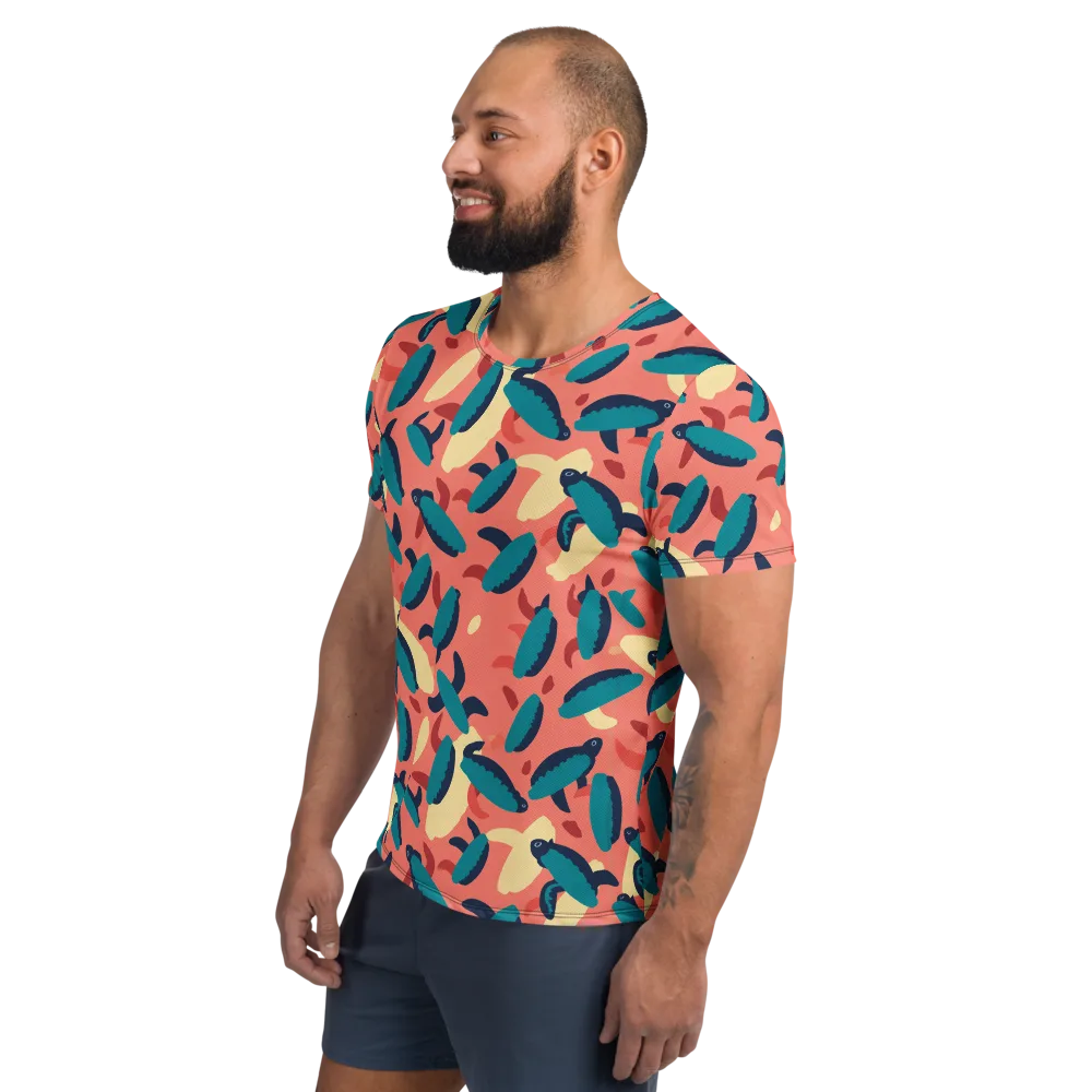 Turquoise Tides on Men's Athletic T-Shirt — Left