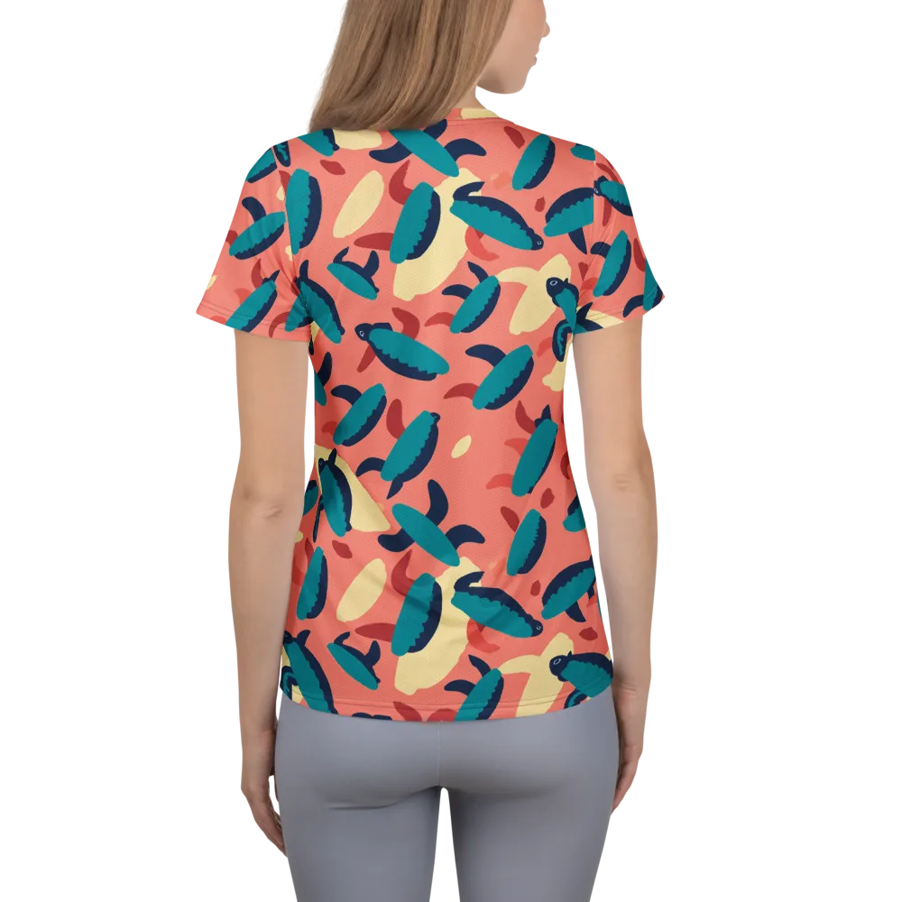 Turquoise Tides on Women's Athletic T-Shirt — Back