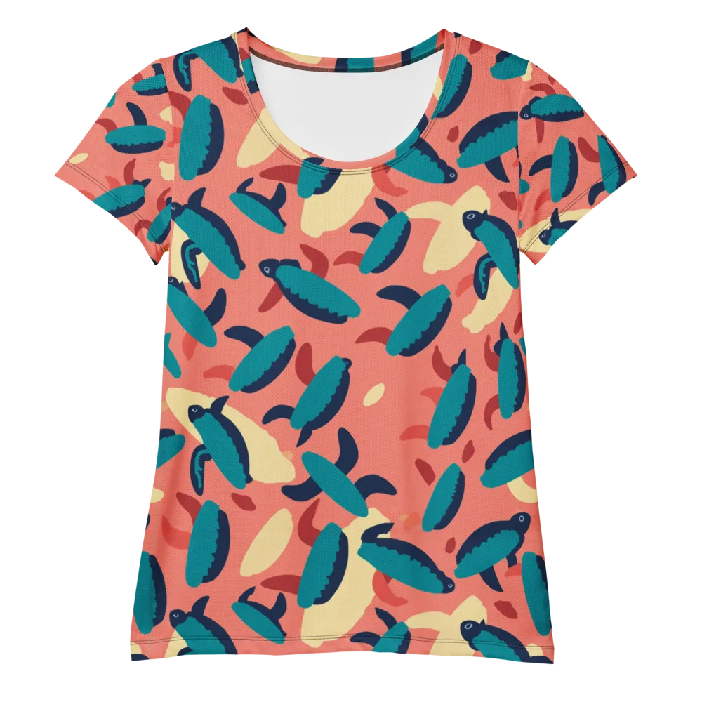 Turquoise Tides on Women's Athletic T-Shirt — Front