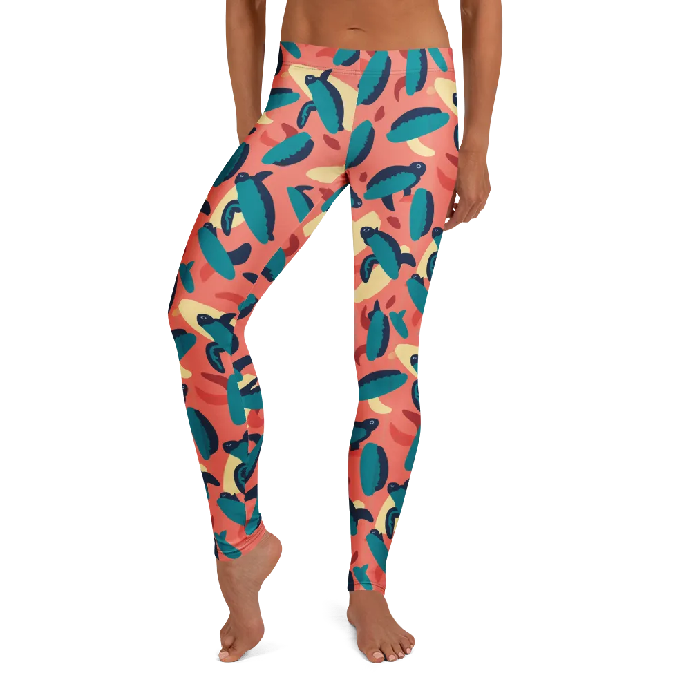 Turquoise Tides on Leggings — Front