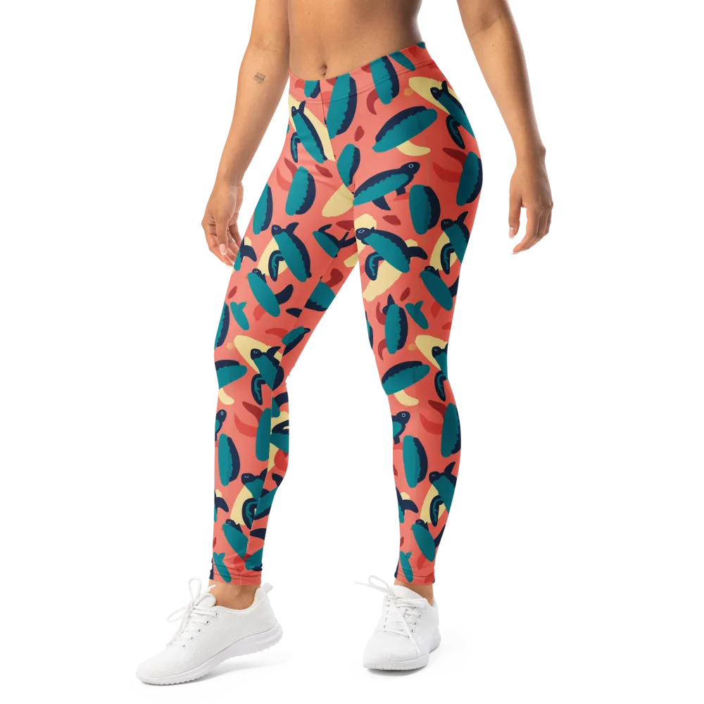 Turquoise Tides on Leggings — Left Front