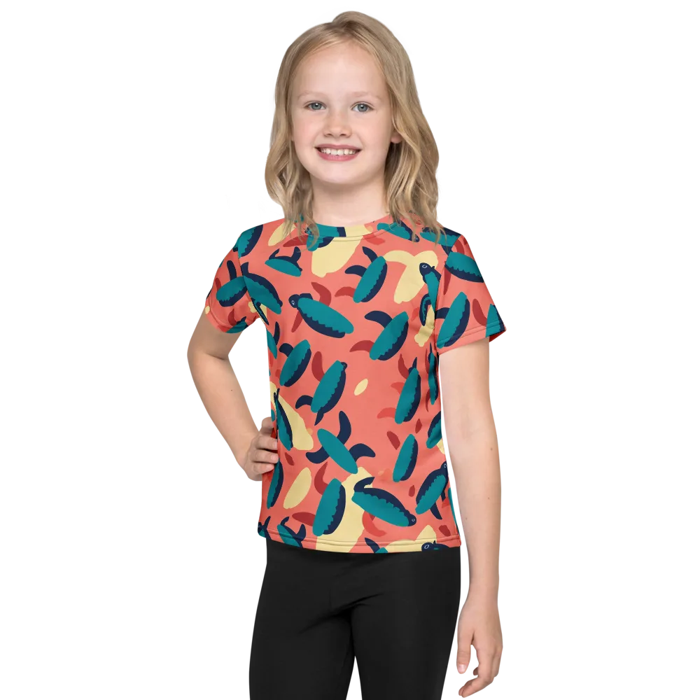 Turquoise Tides on Kids Crew Neck T-Shirt — Front