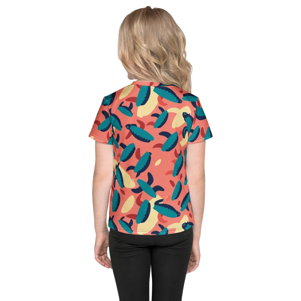 Turquoise Tides on Kids Crew Neck T-Shirt — Back