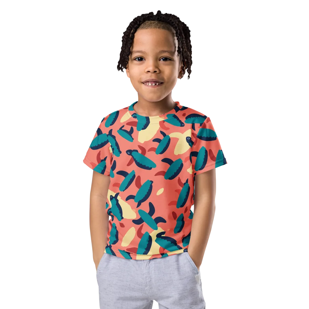 Turquoise Tides on Kids Crew Neck T-Shirt — Front