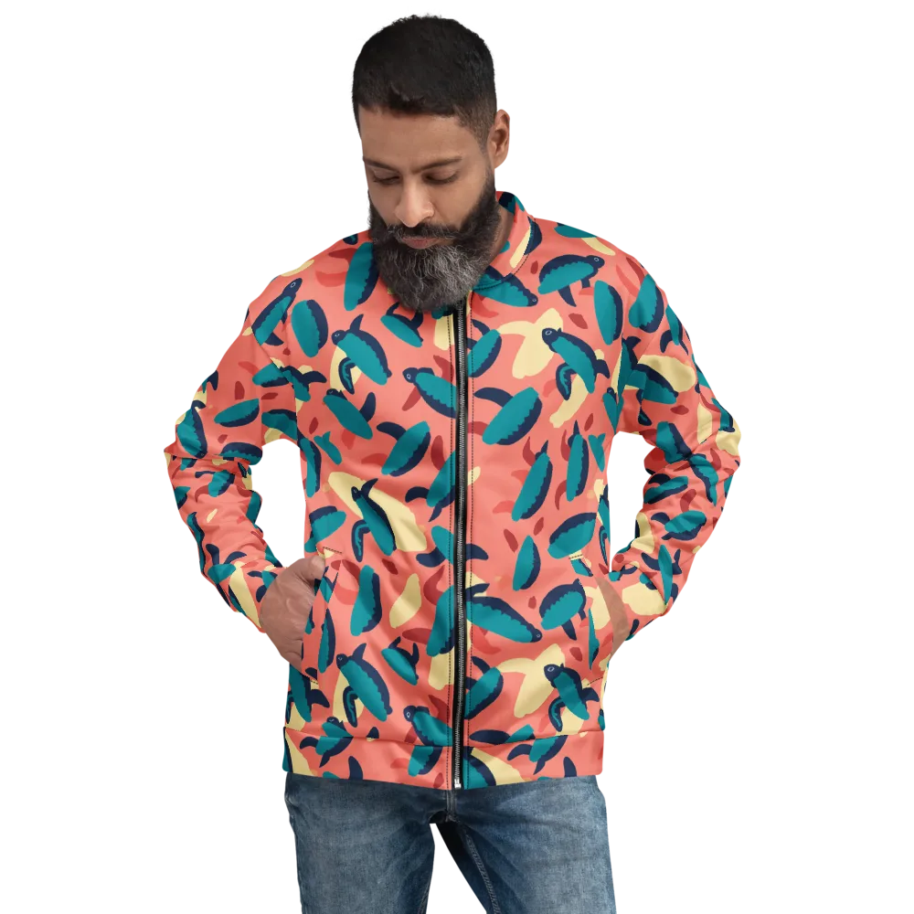 Turquoise Tides on Bomber Jacket — Front