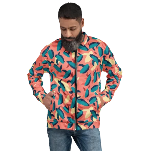 Turquoise Tides on a Bomber Jacket