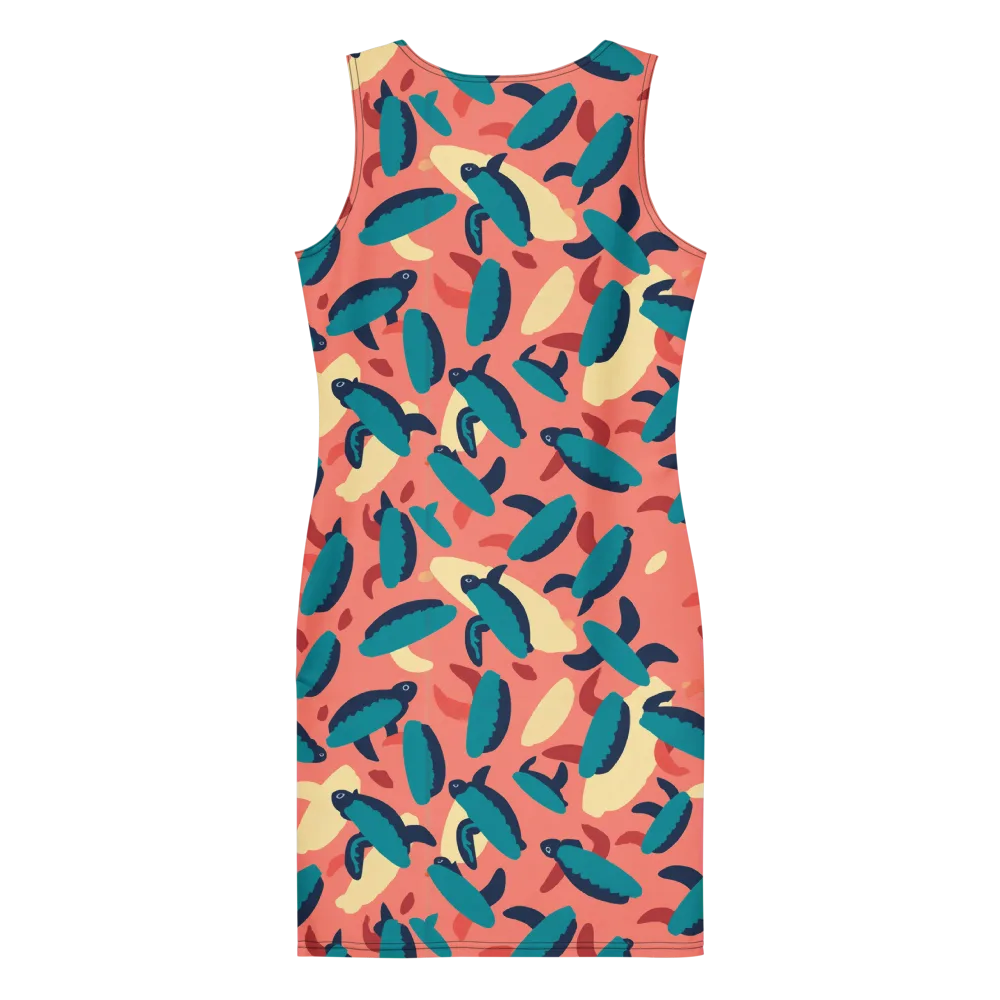 Turquoise Tides on Bodycon Dress — Back