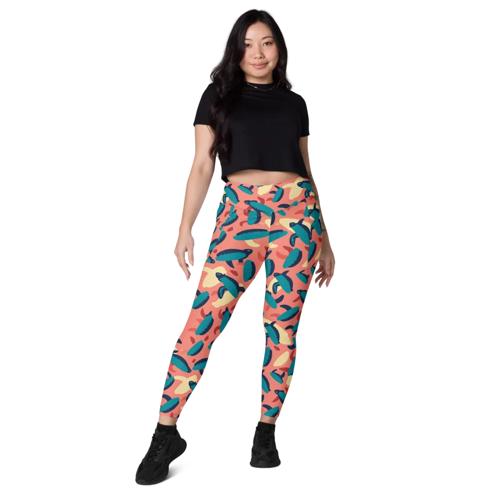 Turquoise Tides on Leggings with Pockets — Front