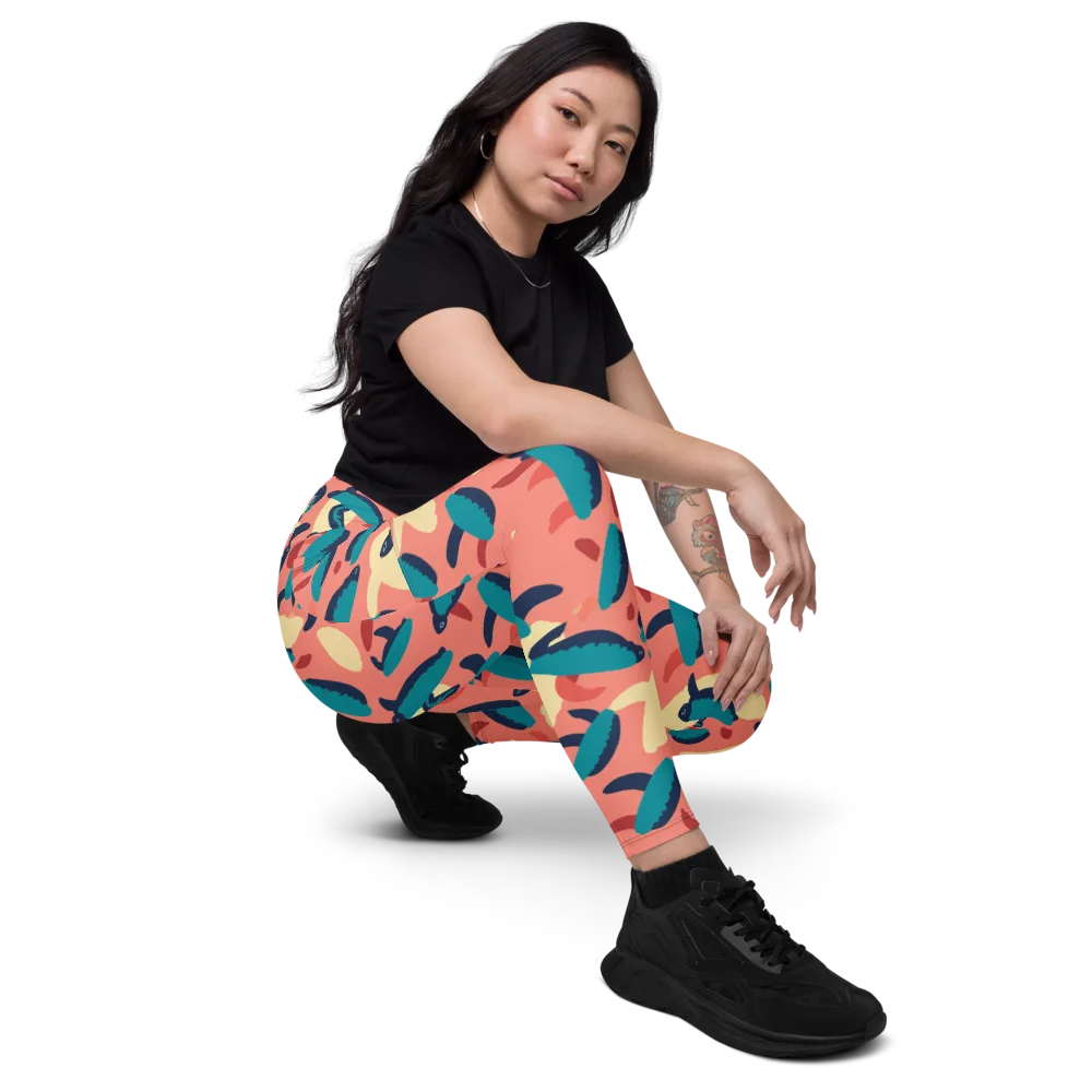 Turquoise Tides on Leggings with Pockets — Right Front