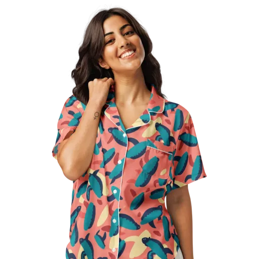 Turquoise Tides on a Women's Short Sleeve Pajama Top
