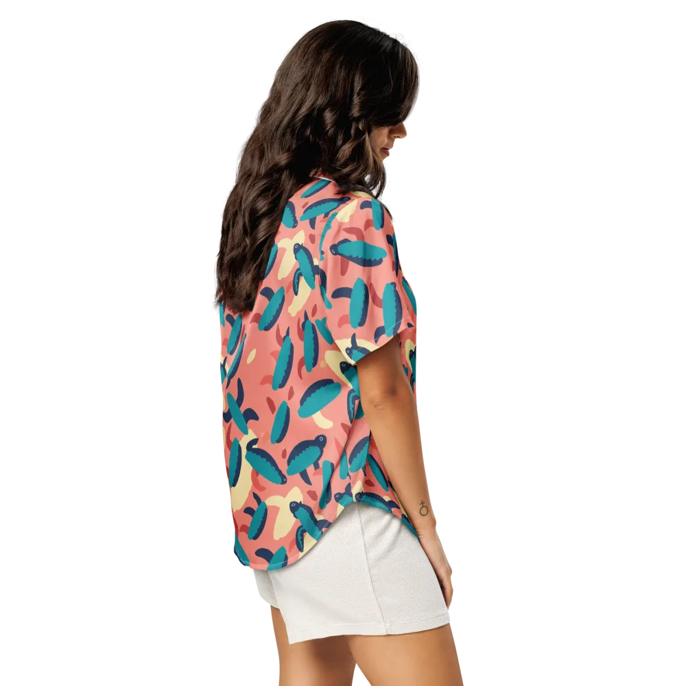 Turquoise Tides on Women's Short Sleeve Pajama Top — Right Back