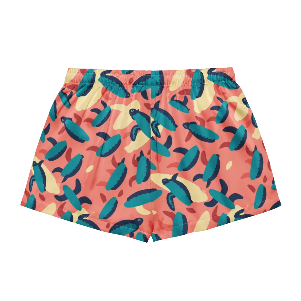 Turquoise Tides on Women's Pajama Shorts — Back