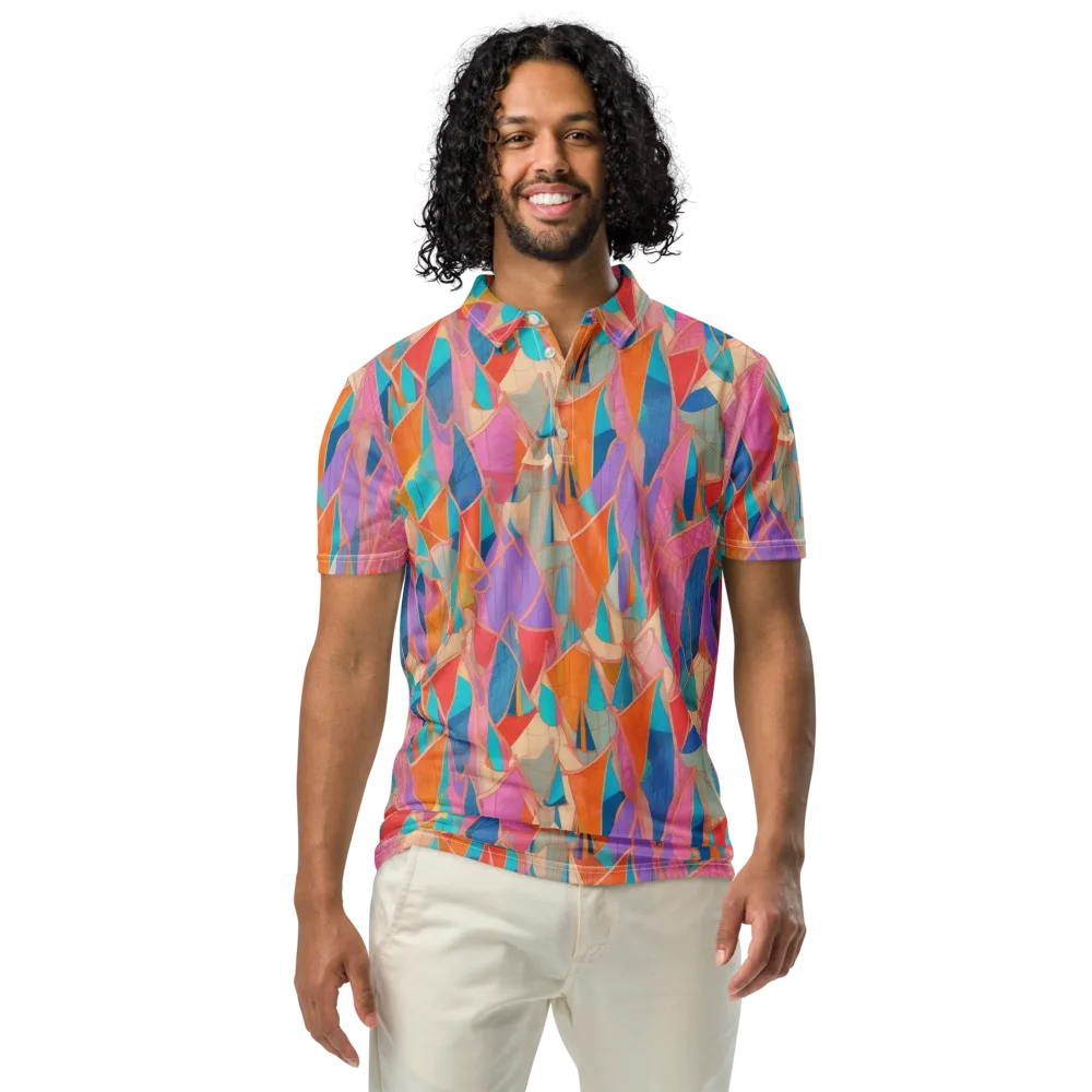 Chromatic Drapery on Men's Slim Fit Polo Shirt — Front
