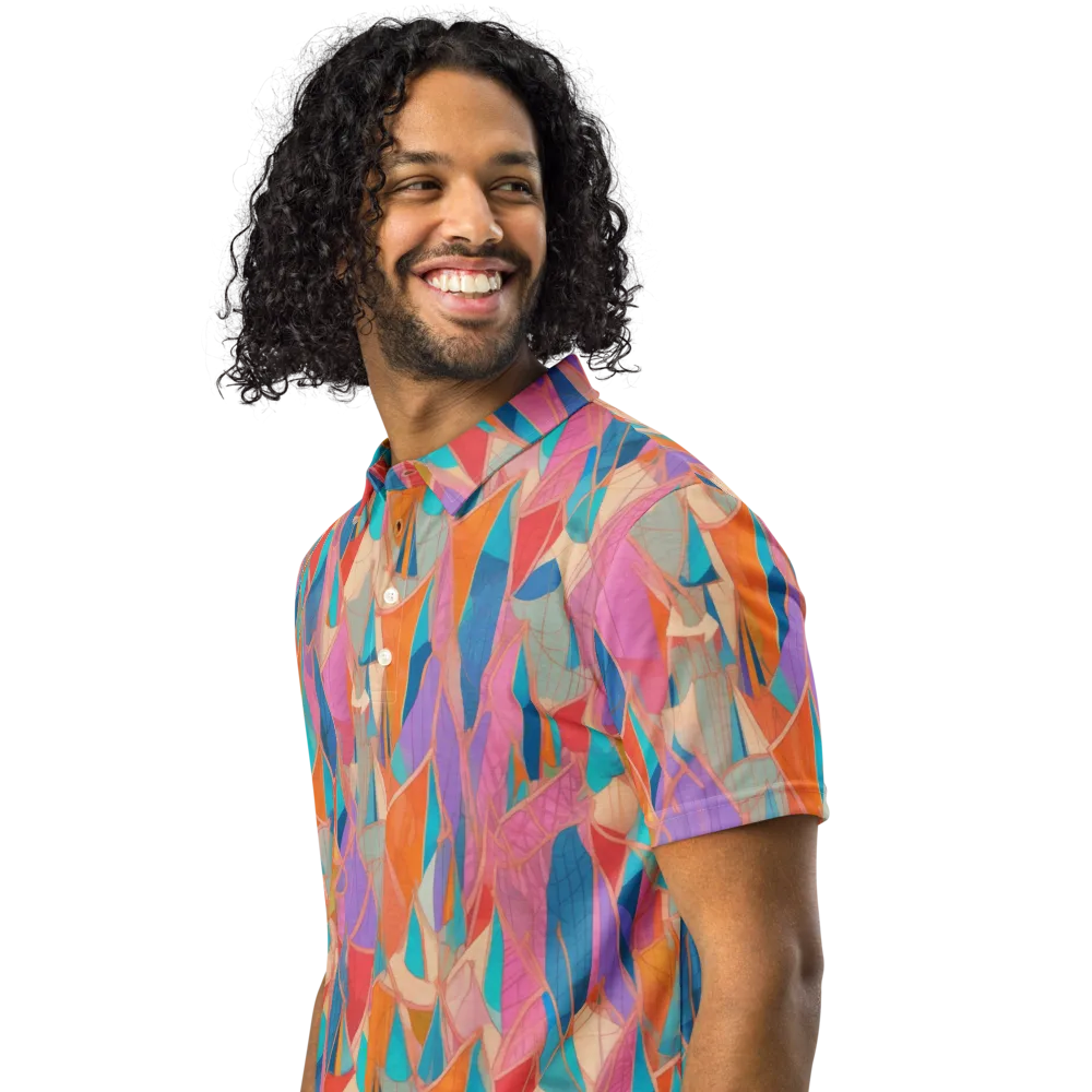 Chromatic Drapery on Men's Slim Fit Polo Shirt — Left Front