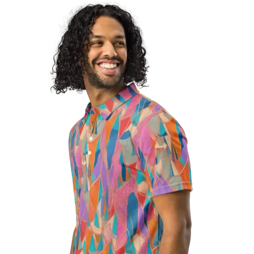 Chromatic Drapery on a Men's Slim Fit Polo Shirt