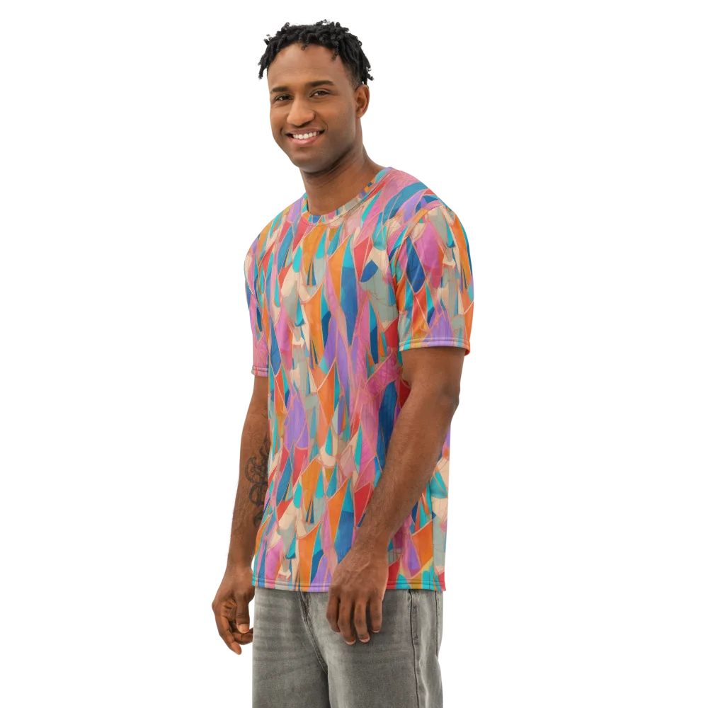Chromatic Drapery on Men's Cotton Crew Neck T-Shirt — Left Front