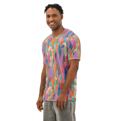 Chromatic Drapery on a Men's Cotton Crew Neck T-Shirt