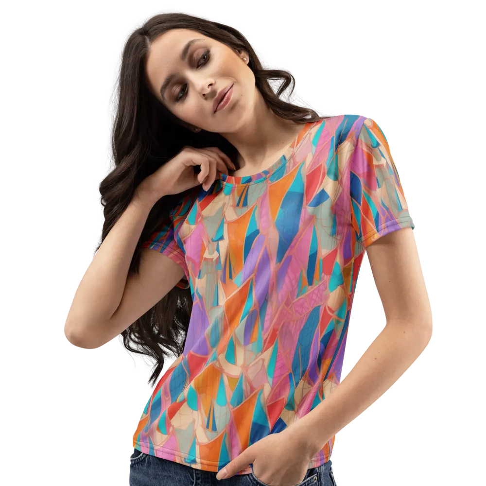 Chromatic Drapery on Women's Crew Neck T-Shirt — Left Front