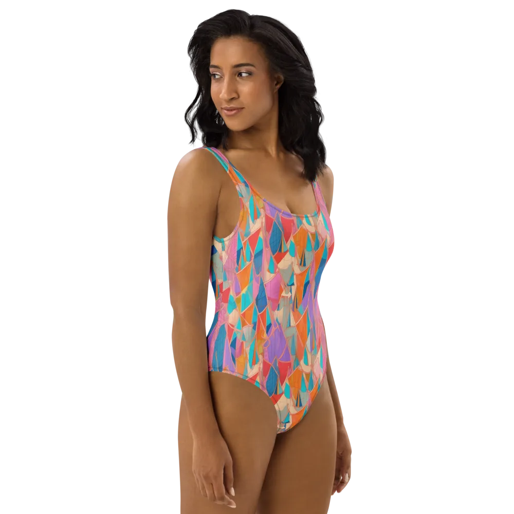 Chromatic Drapery on One-Piece Swimsuit — Right
