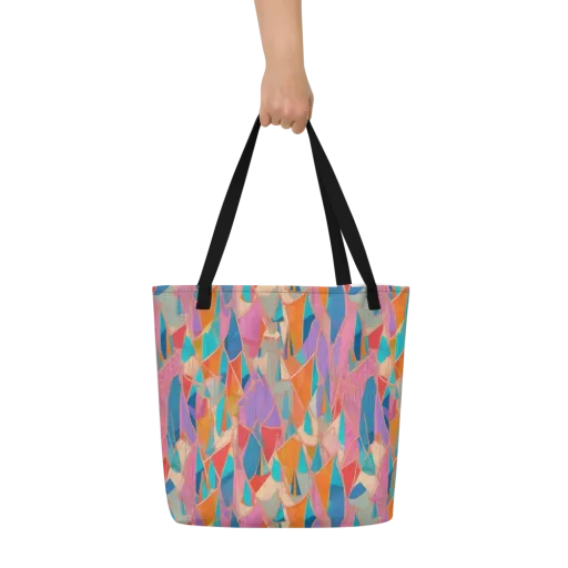 Chromatic Drapery on a Large Tote Bag W/ Pocket