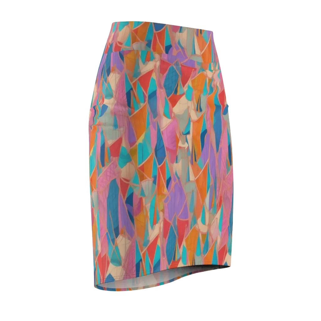 Chromatic Drapery on Pencil Skirt — Front Side