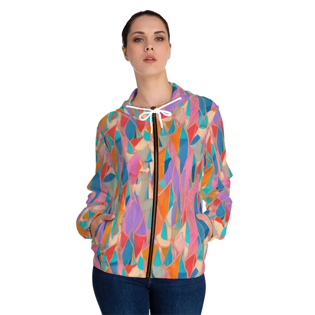 Chromatic Drapery on Women's Full-Zip Hoodie — Front On Person