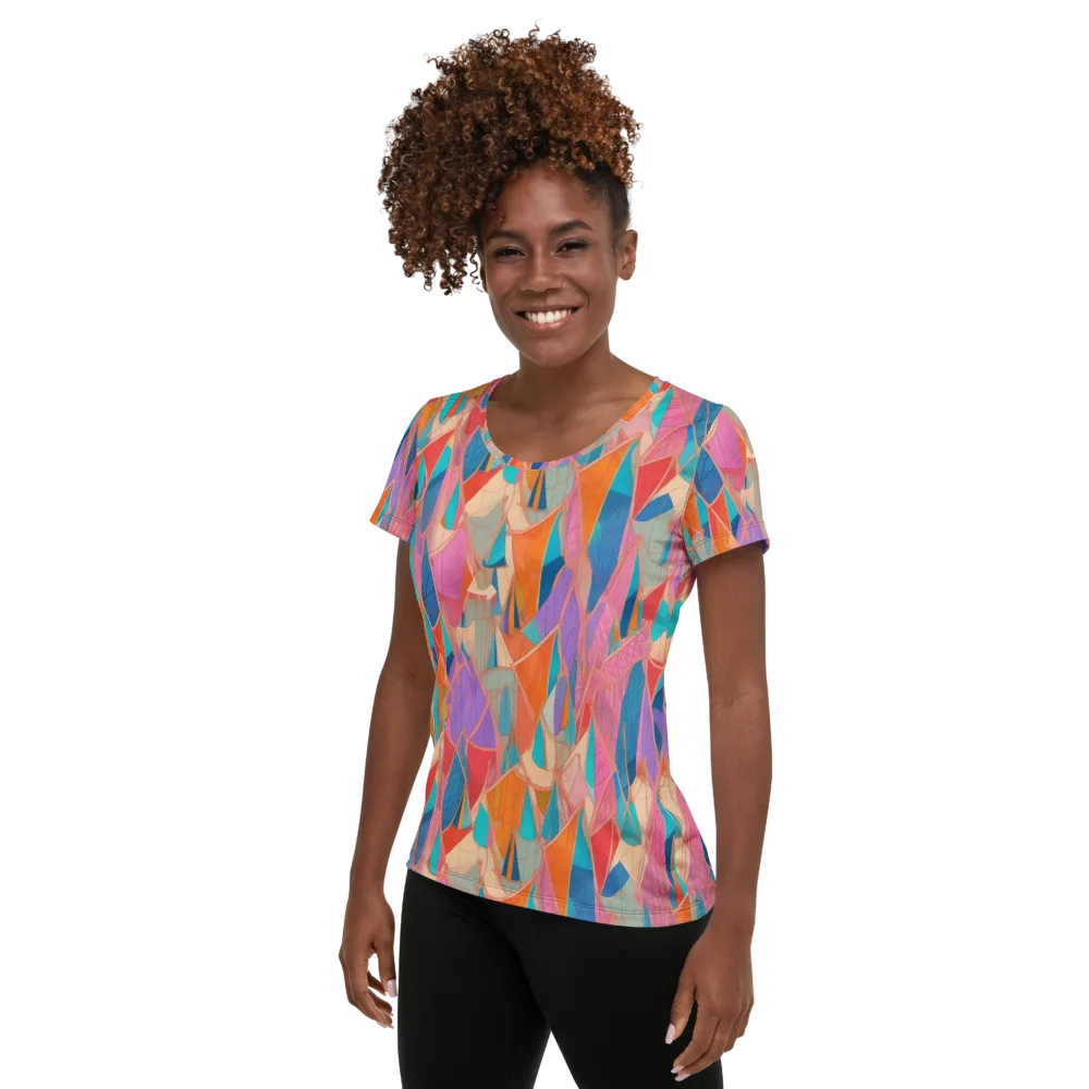 Chromatic Drapery on Women's Athletic T-Shirt — Left
