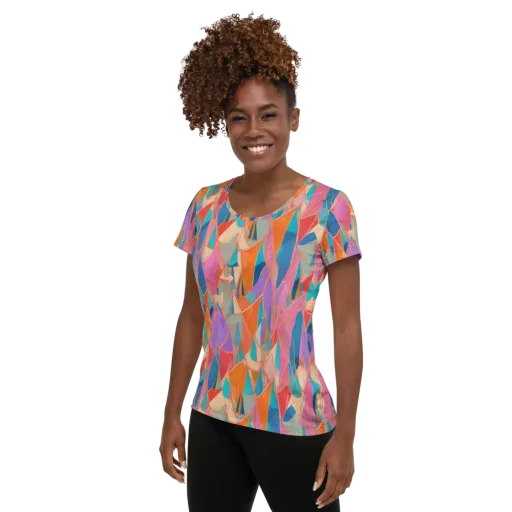 Chromatic Drapery on a Women's Athletic T-Shirt