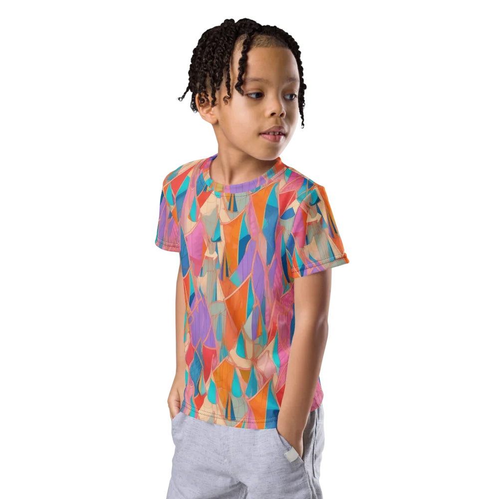 Chromatic Drapery on Kids Crew Neck T-Shirt — Left Front