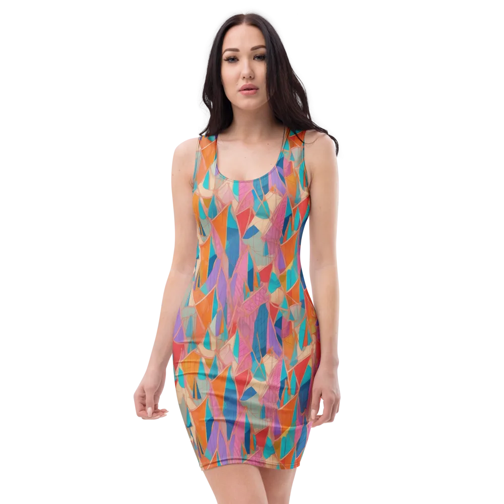 Chromatic Drapery on Bodycon Dress — Front