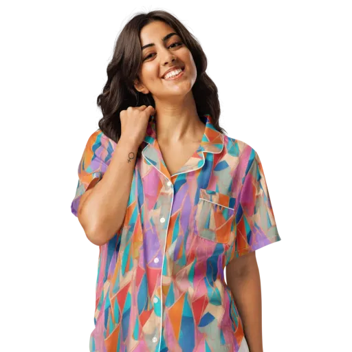 Chromatic Drapery on a Women's Short Sleeve Pajama Top