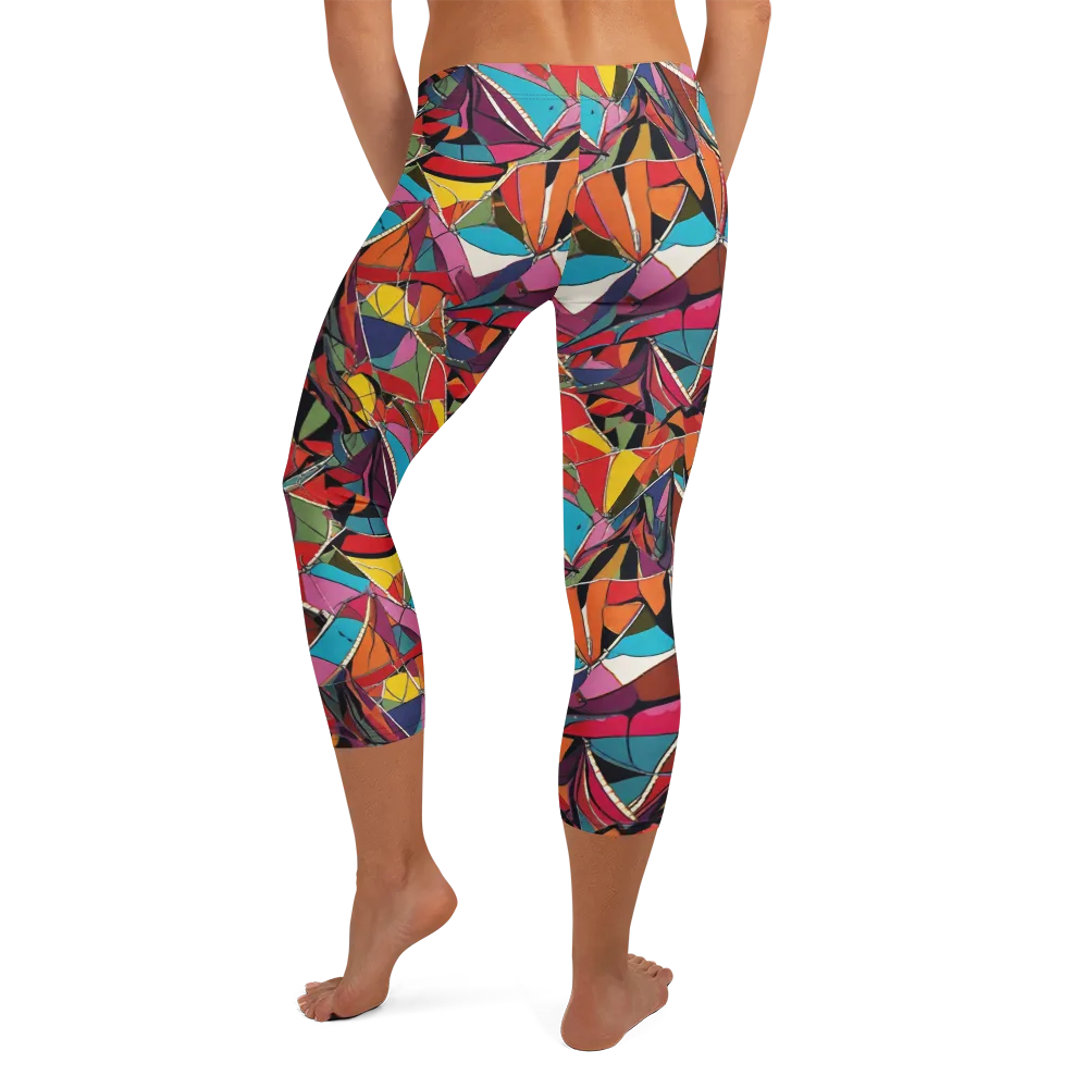 Stained Glass Static on Capri Leggings — Back
