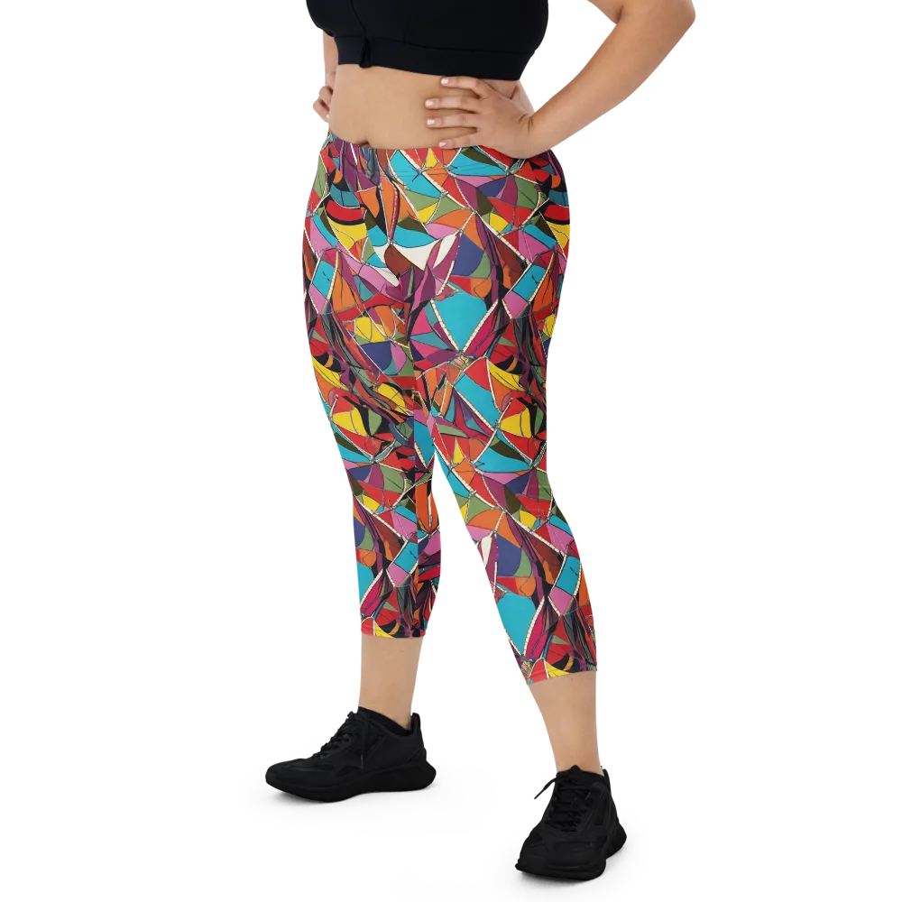 Stained Glass Static on Capri Leggings — Front