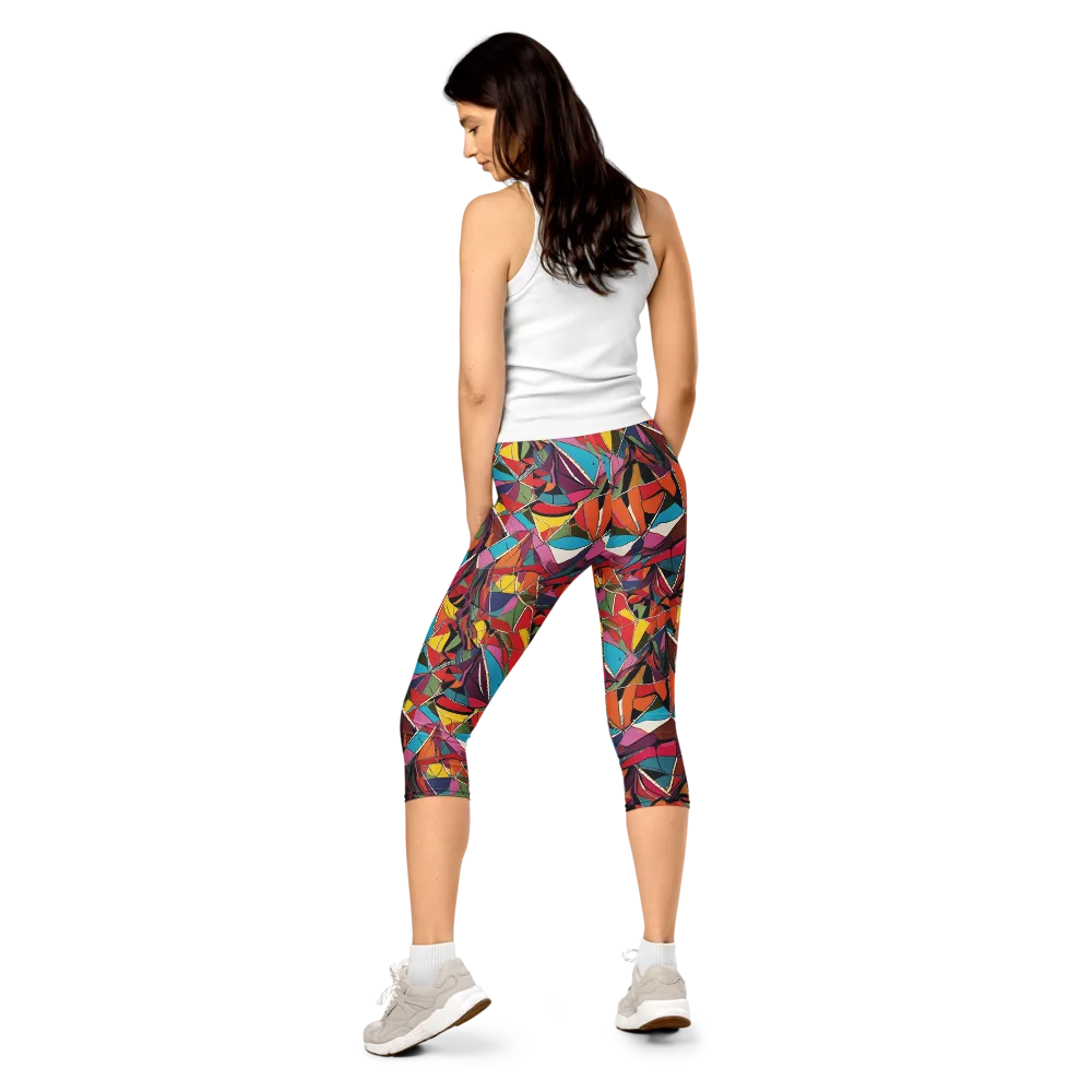 Stained Glass Static on Capri Leggings — Back