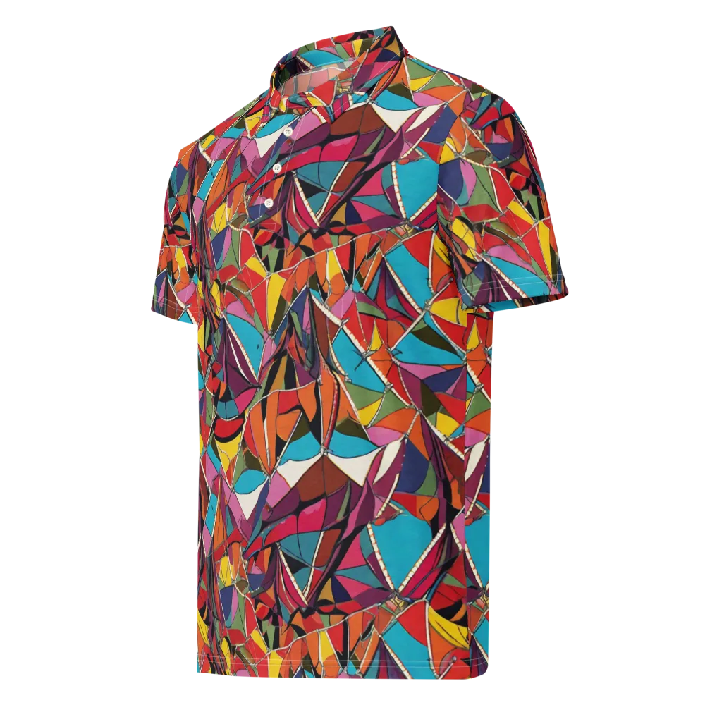Stained Glass Static on Men's Slim Fit Polo Shirt — Left Front
