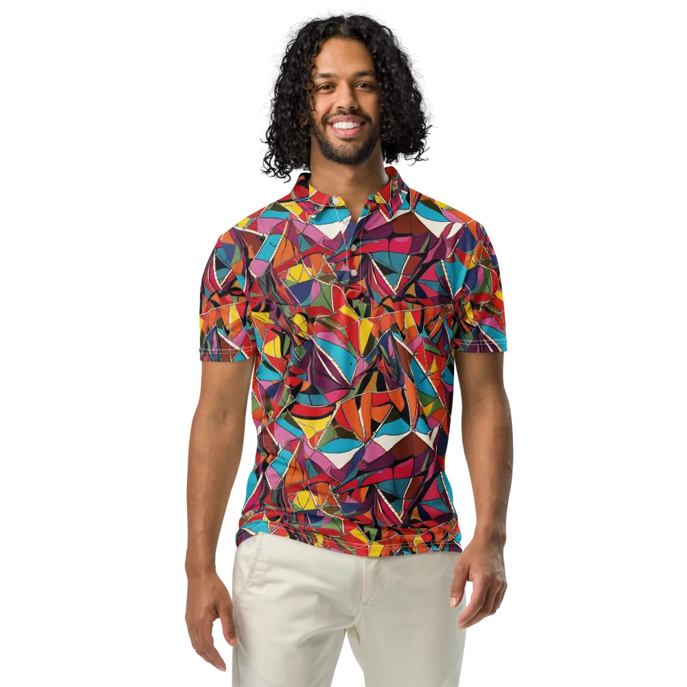 Stained Glass Static on Men's Slim Fit Polo Shirt — Front