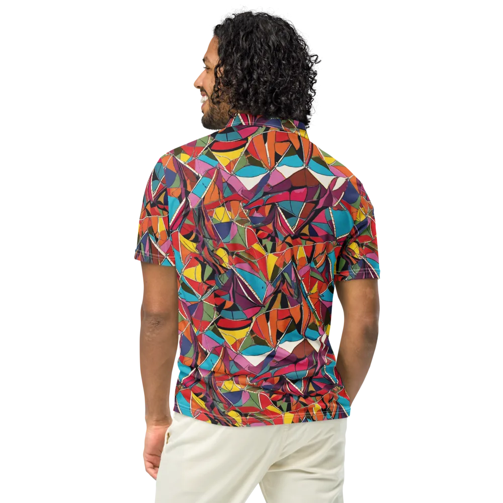 Stained Glass Static on Men's Slim Fit Polo Shirt — Back