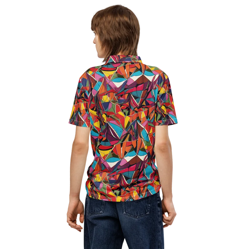 Stained Glass Static on Men's Slim Fit Polo Shirt — Back