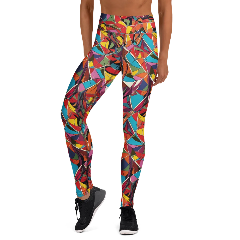 Stained Glass Static on Yoga Leggings — Front