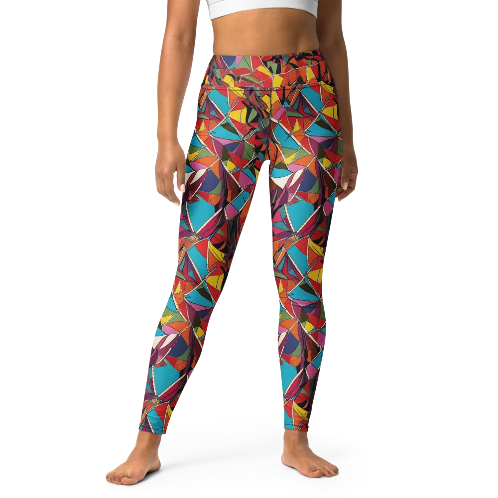 Stained Glass Static on Yoga Leggings — Front