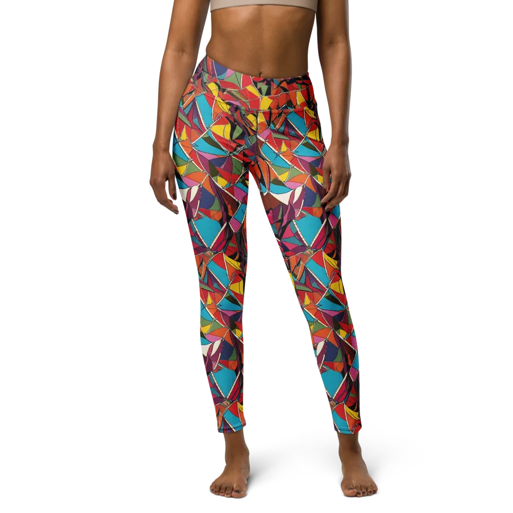 Stained Glass Static on Yoga Leggings — Front