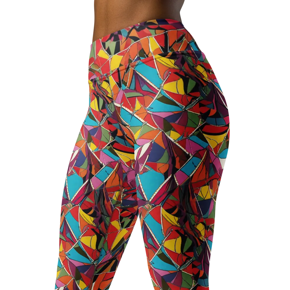 Stained Glass Static on Yoga Leggings — Left Front