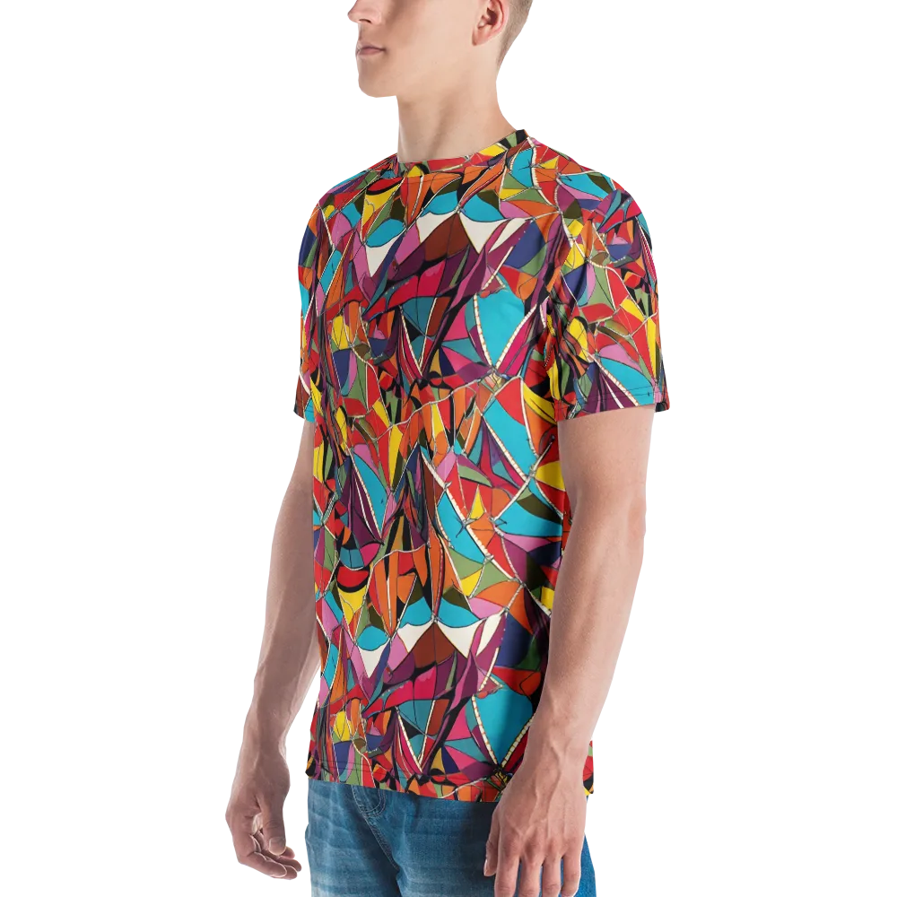 Stained Glass Static on Men's Crew Neck T-Shirt — Left
