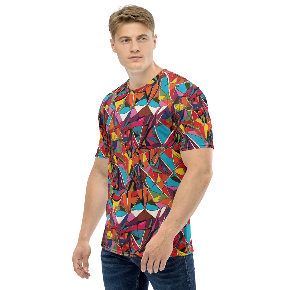 Stained Glass Static on Men's Crew Neck T-Shirt — Left