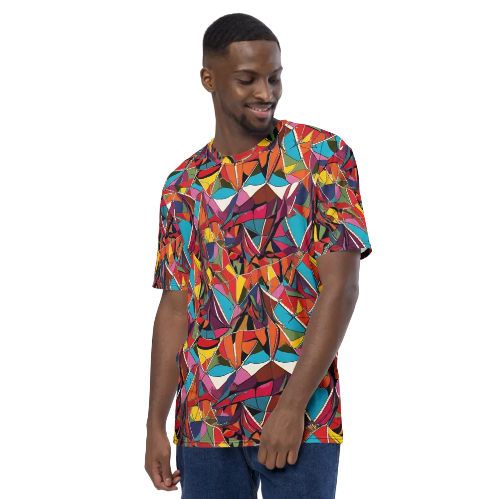 Stained Glass Static on Men's Crew Neck T-Shirt — Left