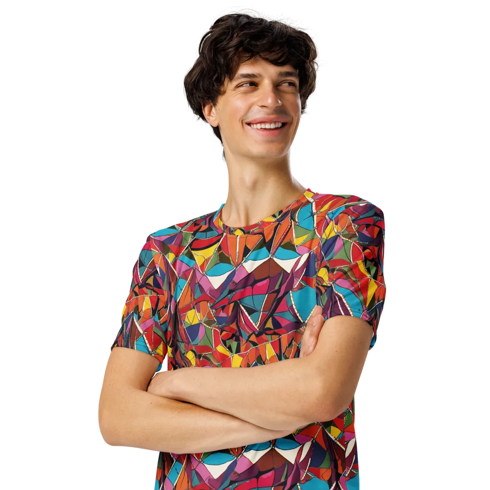 Stained Glass Static on Men's Crew Neck T-Shirt — Left Front