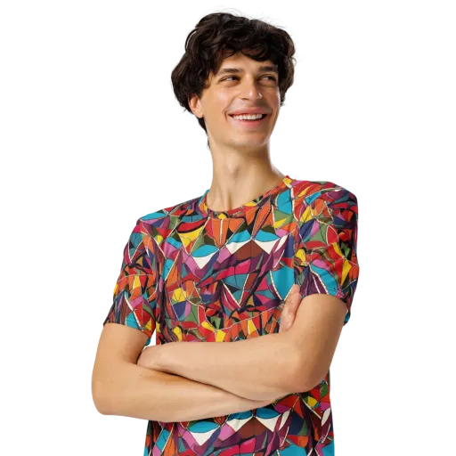 Stained Glass Static on a Men's Crew Neck T-Shirt