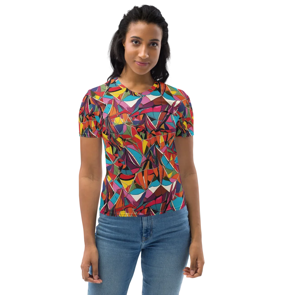 Stained Glass Static on Women's Crew Neck T-Shirt — Front