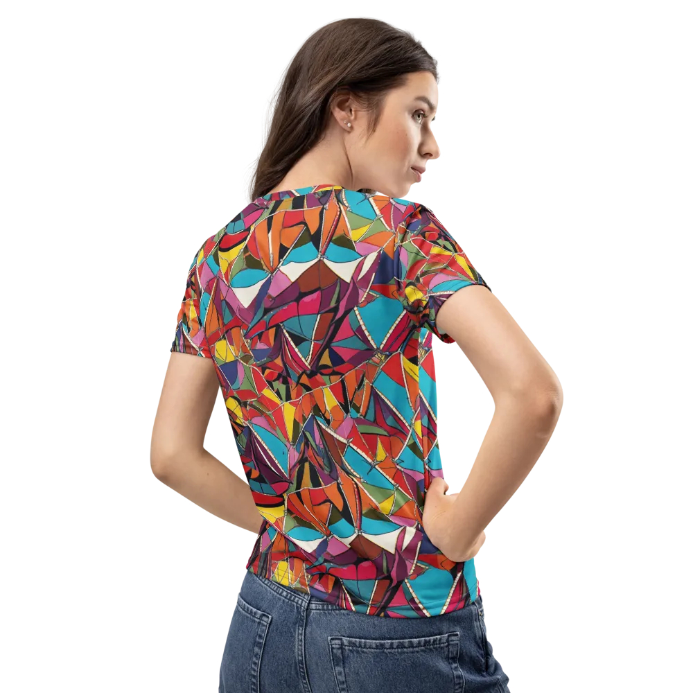 Stained Glass Static on Women's Crew Neck T-Shirt — Back